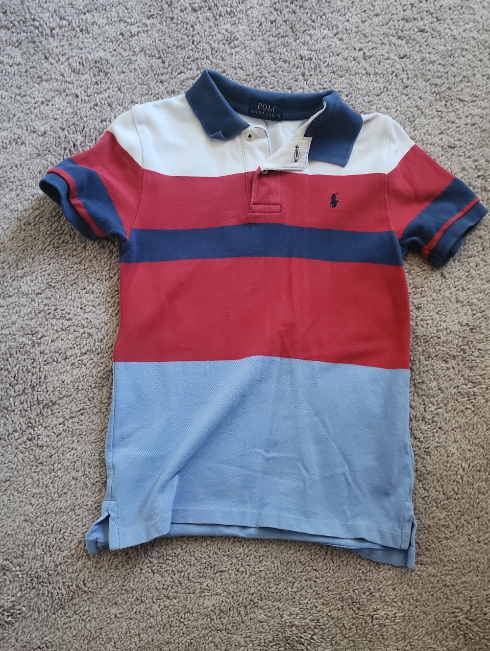 Polo by Ralph Lauren Red, Navy & Light Blue Striped Polo
